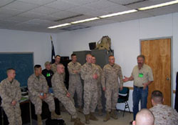 Carl Weil, WMO's Director, doing Heavy Trauma Training for Marines on their way to Iraq